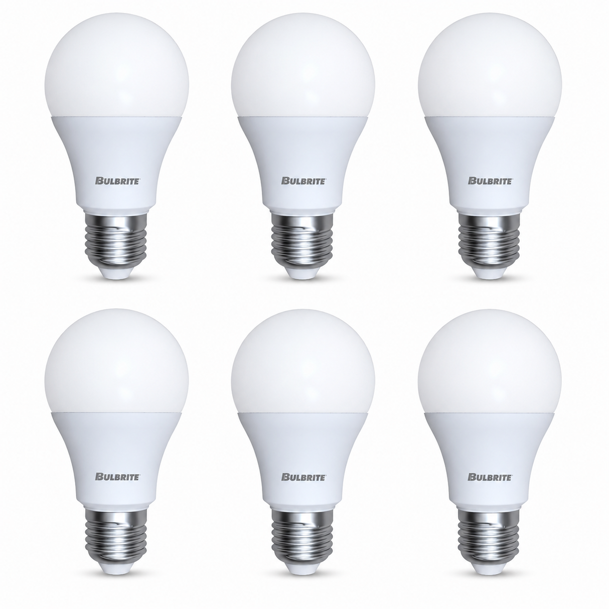 Bulbrite 862941 9W LED A19 Light Bulb with A Frost Finish and A Medium Screw Soft White Light 3000K Dimmable E26 Medium 800 Lumens 120V 6PK