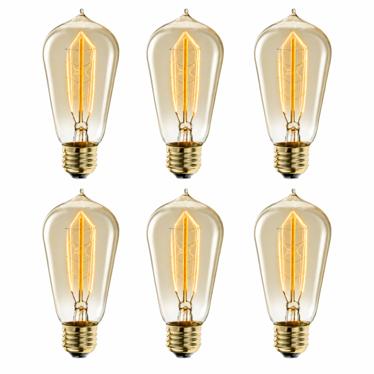 Bulbrite 862905 40W Pack of 6 Antique Nostalgic Thread Filament ST18 Medium Screw Incandescent Bulb 2200K Dimmable E26 Medium 135 Lumens 120V 6PK