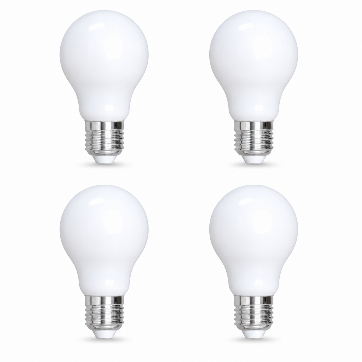 Bulbrite 862903 7.6W LED Filament A19 Light Bulb with Milky Finish and Medium Screw Base Warm White Light -pk 2700K Dimmable E26 Medium 800 Lumens 120V 4PK