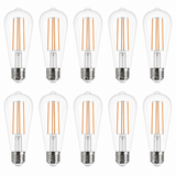 Bulbrite 862939 7.6W LED Watt ST18 Light Bulb with A Clear Finish and A Medium Screw Soft White Light 3000K Dimmable E26 Medium 800 Lumens 120V 10PK