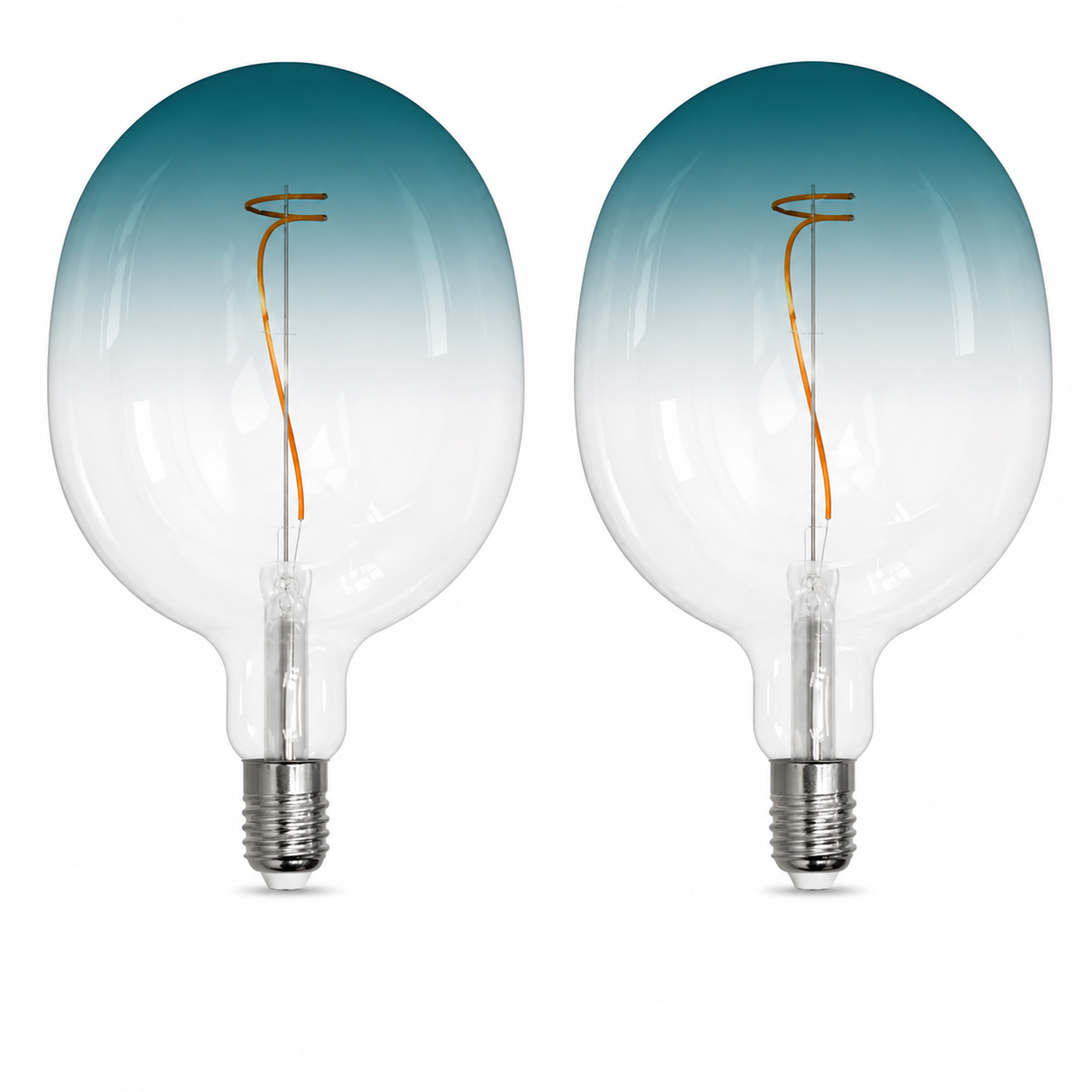 Bulbrite 862113 4.5W LED Filament Pack of 2 C53 Light Bulb with Clear/blue Glass Finish and Medium Base Soft White Light 3000K Dimmable E26 Medium 200 Lumens 120V 2PK