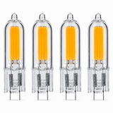 Bulbrite 862041 1.8W LED Filament T5 Light Bulb with Clear Glass Finish and Base Warm White Light 2700K Dimmable GY6.35 140 Lumens 12V 4PK