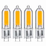 Bulbrite 862042 1.8W LED Filament T5 Light Bulb with Clear Glass Finish and Base Soft White Light 3000K Dimmable GY6.35 140 Lumens 12V 4PK