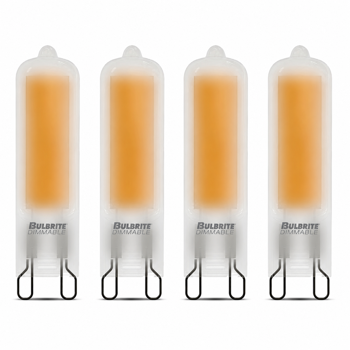 Bulbrite 862048 3.5W LED Filament T5 Light Bulb with Frost Glass Finish and Base Soft White Light 3000K Dimmable G9 300 Lumens 120V 4PK
