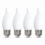 Bulbrite 862085 5W LED Filament CA10 Light Bulb with Milky Glass Finish and Medium Base Soft White Light 3000K Dimmable E26 Medium 500 Lumens 120V 4PK