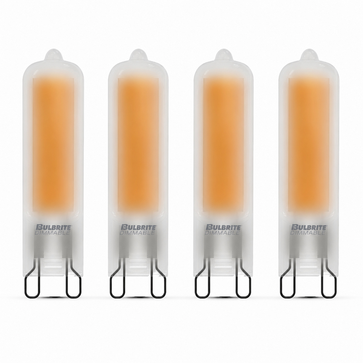 Bulbrite 862046 4.5W LED Filament T5 Light Bulb with Frost Glass Finish and Base Soft White Light 3000K Dimmable G9 450 Lumens 120V 4PK