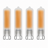 Bulbrite 862046 4.5W LED Filament T5 Light Bulb with Frost Glass Finish and Base Soft White Light 3000K Dimmable G9 450 Lumens 120V 4PK
