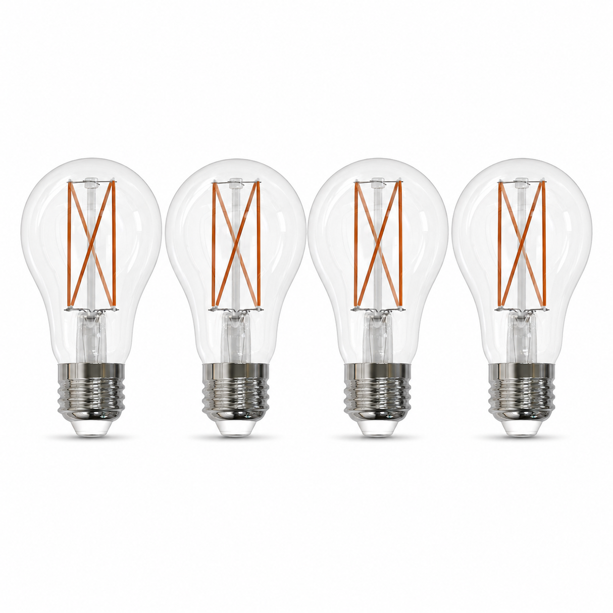 Bulbrite 862071 8.5W LED Filament A19 Light Bulb with Clear Glass Finish and Medium Base Soft Daylight Light 5000K Dimmable E26 Medium 800 Lumens 120V 4PK