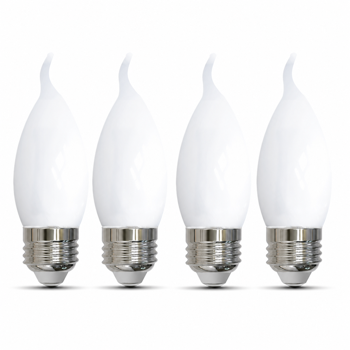 Bulbrite 862083 5W LED Filament CA10 Light Bulb with Milky Glass Finish and Medium Base Warm White Light 2700K Dimmable E26 Medium 500 Lumens 120V 4PK