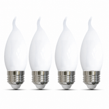 Bulbrite 862083 5W LED Filament CA10 Light Bulb with Milky Glass Finish and Medium Base Warm White Light 2700K Dimmable E26 Medium 500 Lumens 120V 4PK