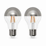 Bulbrite 861426 4.5W LED Filament Half Chrome A19 Light Bulbs with Medium Screw Base Warm White Light 2700K Dimmable E26 Medium 360 Lumens 120V 2PK