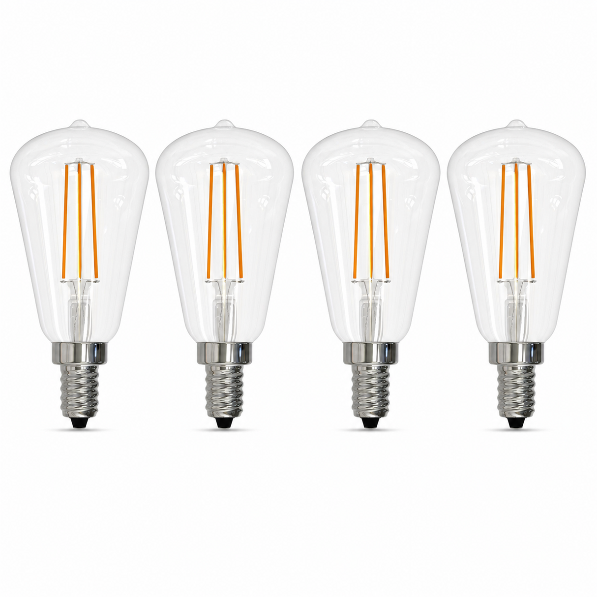 Bulbrite 862050 4W LED Filament ST15 Light Bulb with Clear Glass Finish and Candelabra Base Soft White Light 3000K Dimmable E12 Candelabra 400 Lumens 120V 4PK