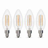 Bulbrite 862079 6.5W LED Filament B11 Light Bulb with Clear Glass Finish and Candelabra Base Soft Daylight Light 5000K Dimmable E12 Candelabra 750 Lumens 120V 4PK