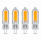 Bulbrite 862038 1.8W LED Filament T5 Light Bulb with Clear Glass Finish and Base Soft White Light 3000K Dimmable G4 140 Lumens 12V 4PK