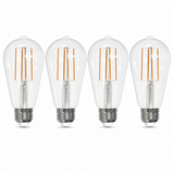 Bulbrite 862098 8.5W LED Filament ST18 Light Bulb with Clear Glass Finish and Medium Base Soft Daylight Light 5000K Dimmable E26 Medium 800 Lumens 120V 4PK