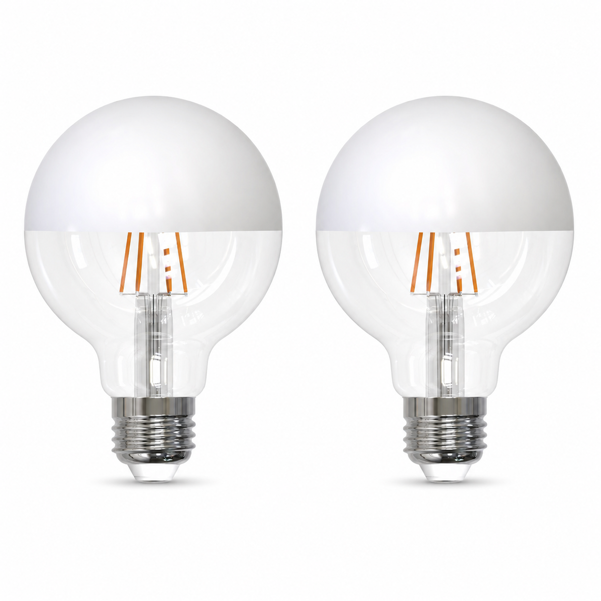 Bulbrite 862068 6W LED Filament Light Bulb with Half White Glass Finish and Medium Base Warm White Light 2700K Dimmable E26 Medium 500 Lumens 120V 2PK