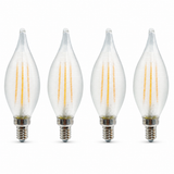 Bulbrite 862785 4W Spunlite C11 LED Filament Light Bulb with Satin Glass Finish and Candelabra Base Warm White Light 2700K Dimmable E12 Candelabra 350 Lumens 120V 4PK