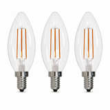 Bulbrite 862938 5W LED B11 Light Bulb with A Clear Finish and A Candelabra Screw Soft White Light 3000K Dimmable E12 Candelabra 500 Lumens 120V 3PK