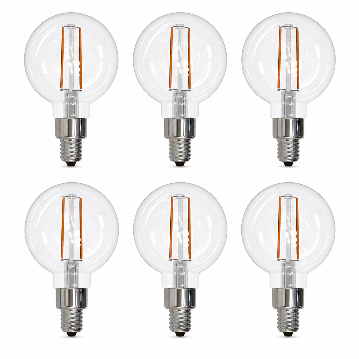 Bulbrite 862926 2.5W LED Light Bulb with A Clear Finish and A Candelabra Screw Warm White Light 2700K Dimmable E12 Candelabra 250 Lumens 120V 6PK