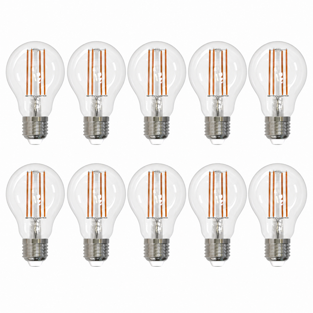 Bulbrite 862921 7.6W LED Watt A19 Light Bulb with A Clear Finish and A Medium Screw Cool White Light 4000K Dimmable E26 Medium 800 Lumens 120V 10PK
