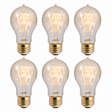 Bulbrite 862907 40W Pack of 6 Antique Nostalgic Thread Filament A19 Medium Screw Incandescent Bulb 2200K Dimmable E26 Medium 130 Lumens 120V 6PK