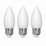 Bulbrite 862935 5.5W LED B11 Light Bulb with A Milky Finish and A Medium Screw Soft White Light 3000K Dimmable E26 Medium 500 Lumens 120V 3PK