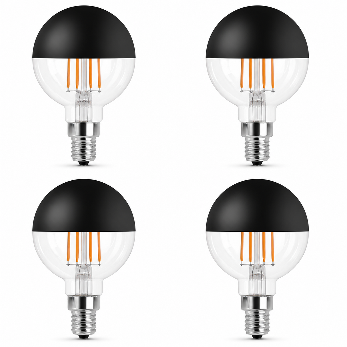 Bulbrite 862062 2.5W LED G16 Light Bulb 2700K Dimmable E12 200 Lumens 120V 4PK