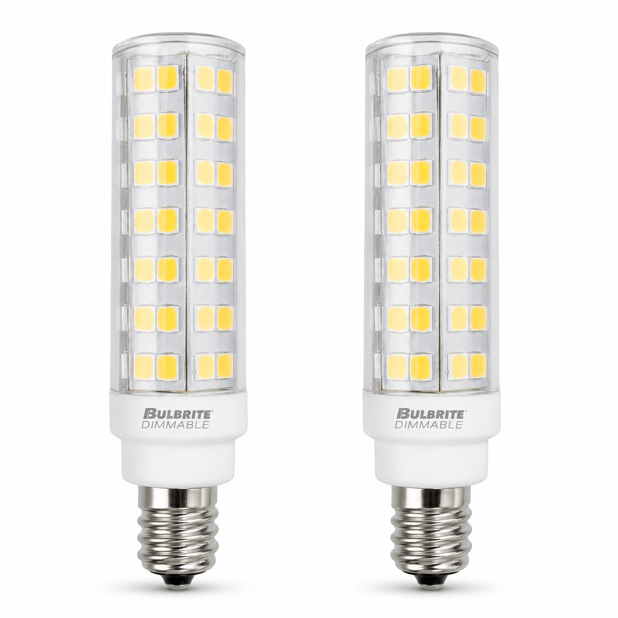 Bulbrite 862642 6.5W LED T6 Light Bulb 2700K Dimmable E12 700 Lumens 120V 2PK