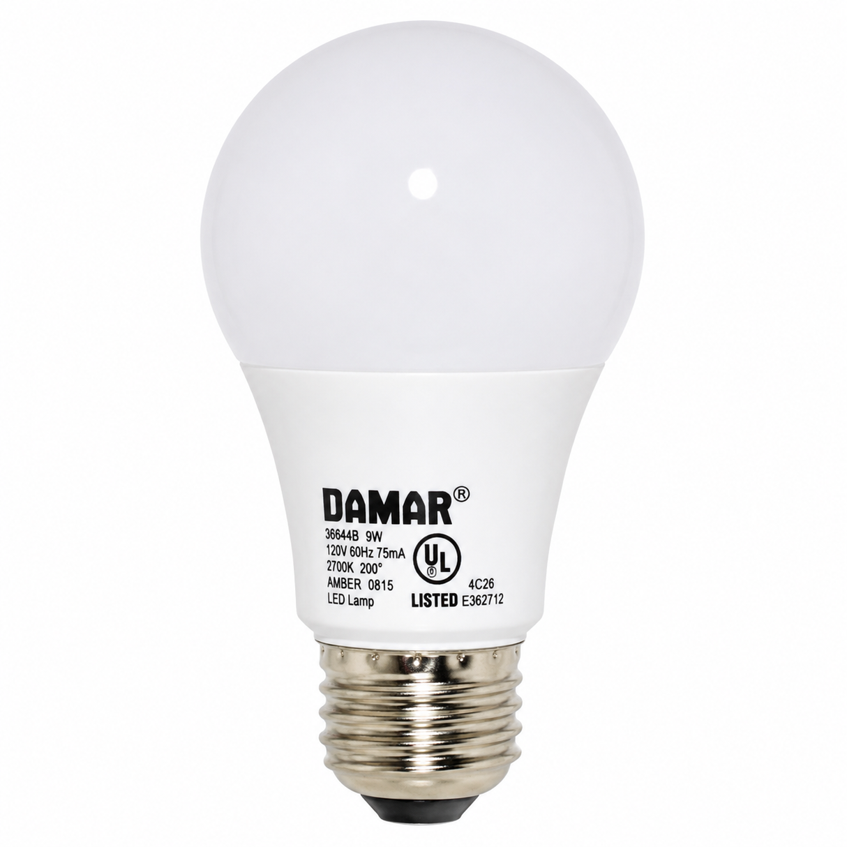 DAMAR 38664F LED5A19/AMBER 5W A19 LED AMBER Non-Dimmable E26 Base 120V