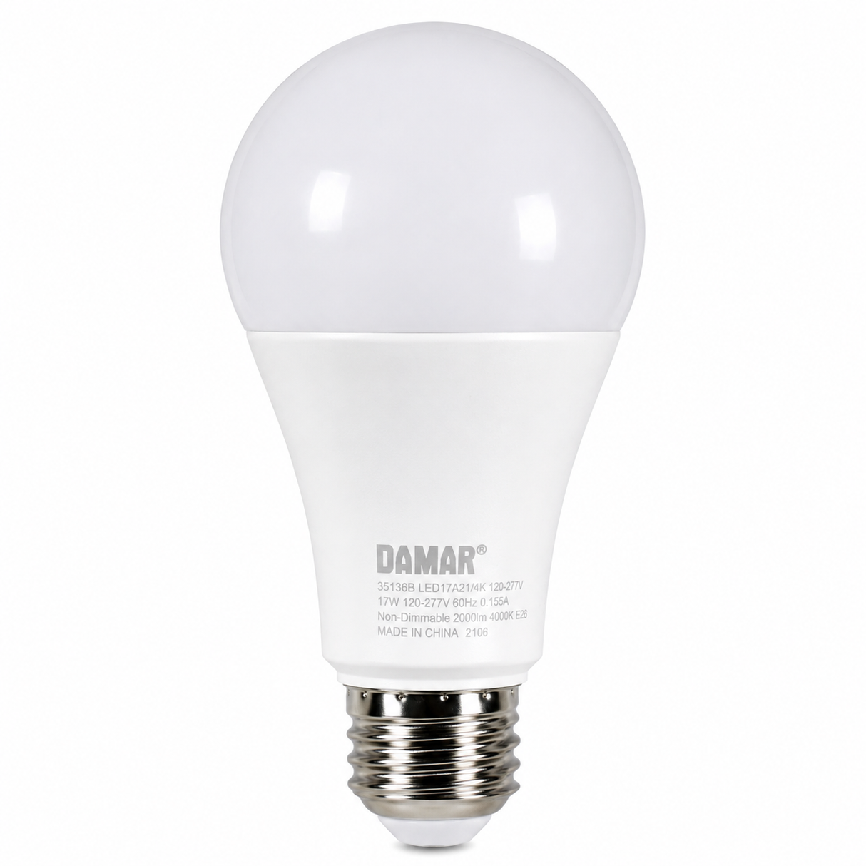 DAMAR 35136B LED17A21/4K 17W A21 LED 4000K E26 Base 120-277V