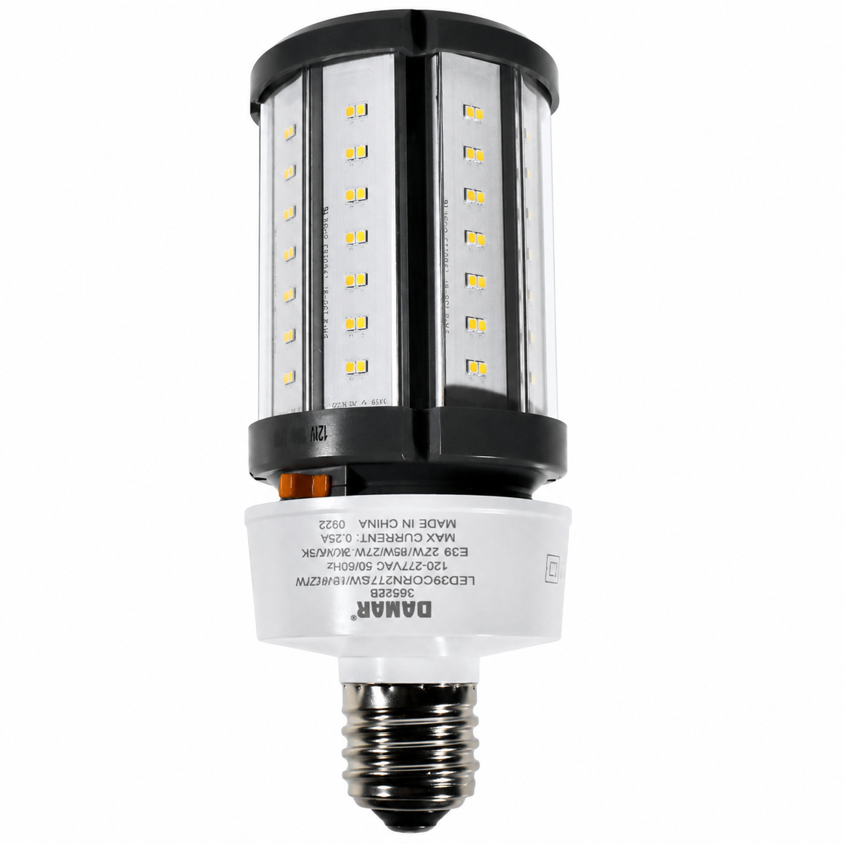 DAMAR 36682B LED27CC/3CCT 12W/18W/27W LED HID Corn Retrofit Bulb 30K/40K/50K E39 Mogul Base 120-277V