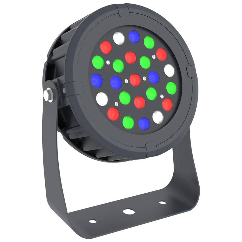 Westgate DMX-FL-72W-RGBW-BT-BK 72-Watt LED RGBW Round Flood Light with U-Bracket Mount Black Finish 120-277V