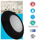 Bulbrite 862901 14W LED 7" ROUND DISC LIGHT 3000K BLACK ALUMINUM WITH PIGTAIL-6PK