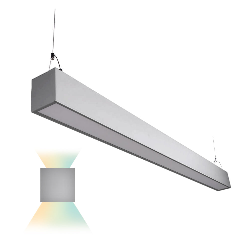 Euri Lighting EUD4-50W103sw-S 50W 4ft Silver LED Suspended Up & Down Light Gen2 30K/40/50K 120-277V