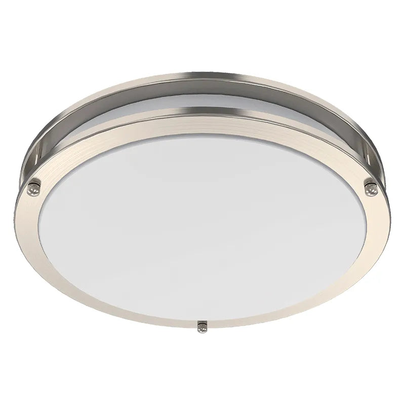 Westgate FDLS-14-MCT5 24W 14" LED Slim Double-Ring Flush Mount Brushed Nickel Finish 27K/30K/35K/40K/50K 120V