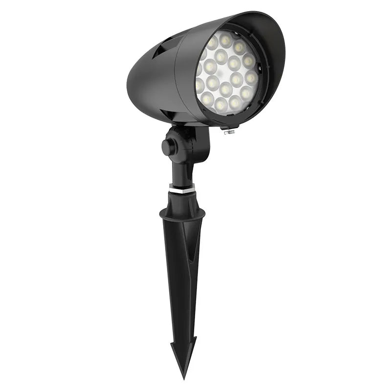 Westgate FLVX-MD-24W-30K-BK 24-Watt LED Garden Bullet Flood Light with Spike 3000K Black Finish 12V