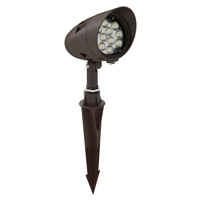 Westgate FLVX-SM-12W-30K-BR 12-Watt LED Garden Bullet Flood Light with Spike 3000K Bronze Finish 12V