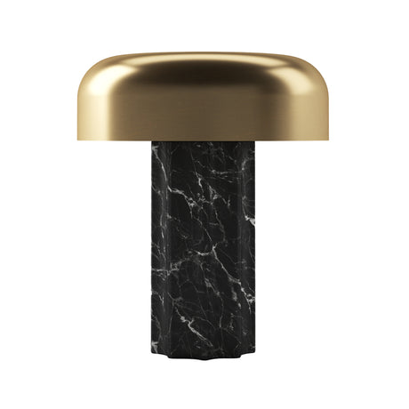 Kibun K70501 FLUTED COLUMN Rechargeable Cordless LED Table Lamp, 3-Levels Brightness Touch Sensor Control, Black Marble / Brushed Brass