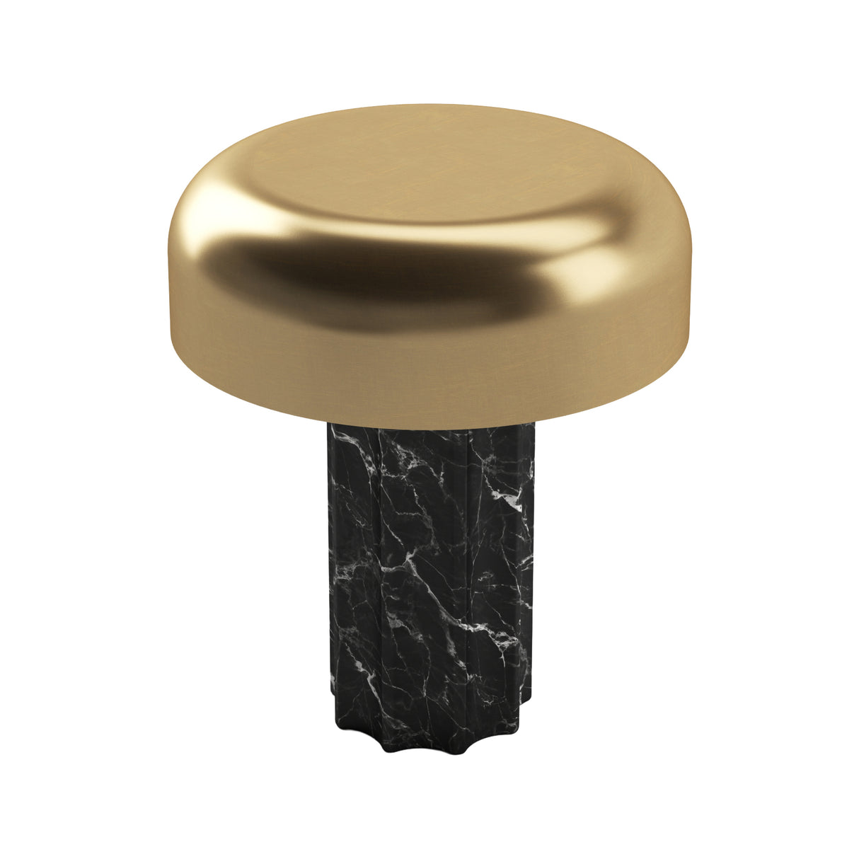 Kibun K70501 FLUTED COLUMN Rechargeable Cordless LED Table Lamp, 3-Levels Brightness Touch Sensor Control, Black Marble / Brushed Brass
