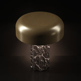 Kibun K70501 FLUTED COLUMN Rechargeable Cordless LED Table Lamp, 3-Levels Brightness Touch Sensor Control, Black Marble / Brushed Brass