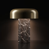 Kibun K70501 FLUTED COLUMN Rechargeable Cordless LED Table Lamp, 3-Levels Brightness Touch Sensor Control, Black Marble / Brushed Brass