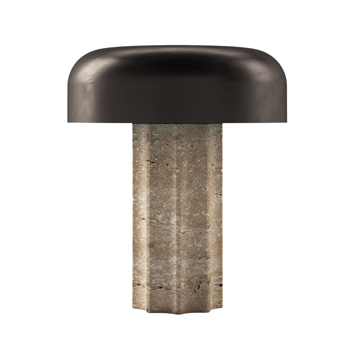 Kibun K70500 FLUTED COLUMN Rechargeable Cordless LED Table Lamp, 3-Levels Brightness Touch Sensor Control, Travertine / Chocolate Bronze
