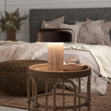 Kibun K70500 FLUTED COLUMN Rechargeable Cordless LED Table Lamp, 3-Levels Brightness Touch Sensor Control, Travertine / Chocolate Bronze