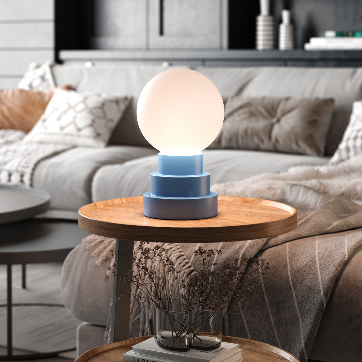 Kibun K70204 GLOBE Rechargeable Cordless LED Table Lamp, 3-Levels Brightness Touch Sensor Control, Avalon