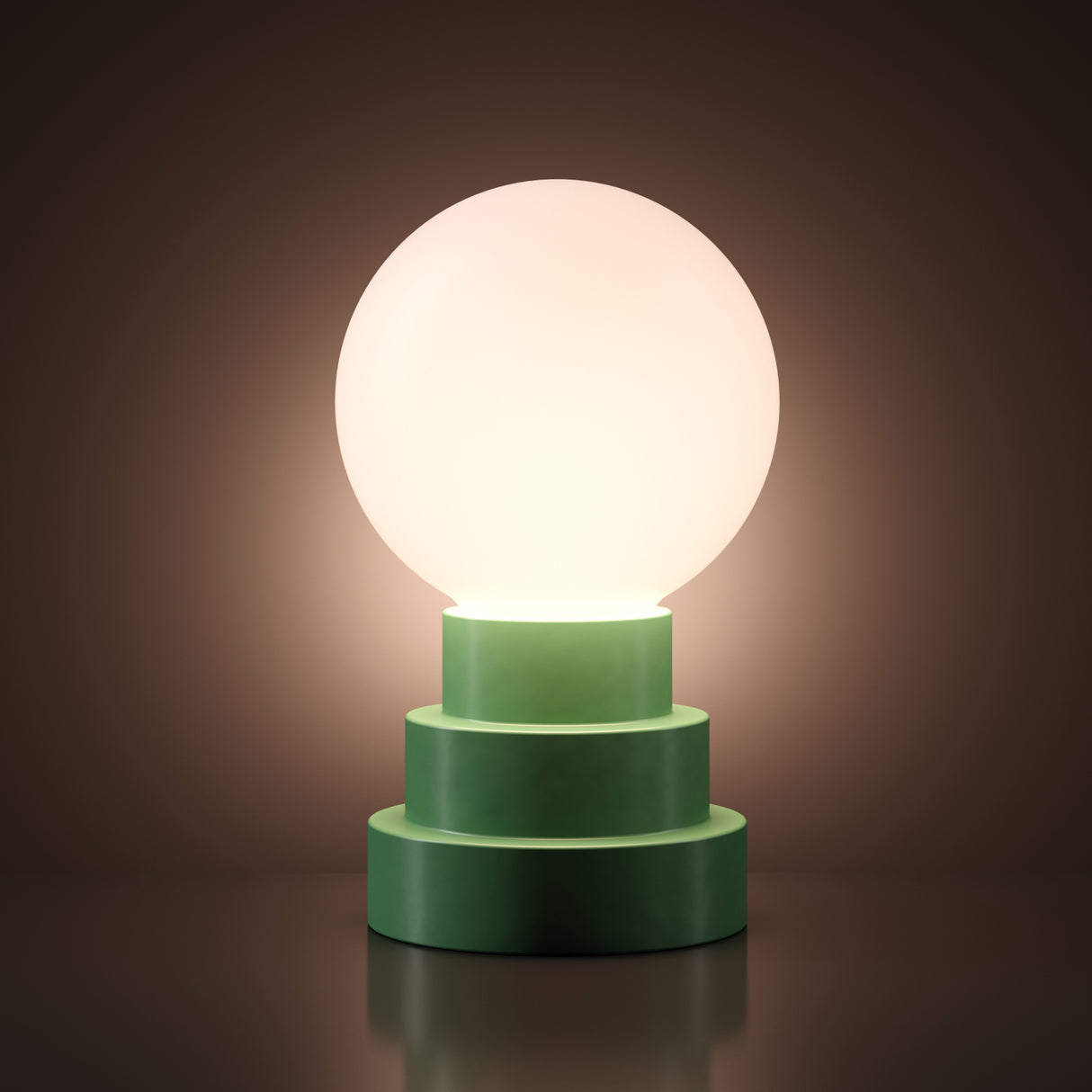 Kibun K70200 GLOBE Rechargeable Cordless LED Table Lamp, 3-Levels Brightness Touch Sensor Control, Moss