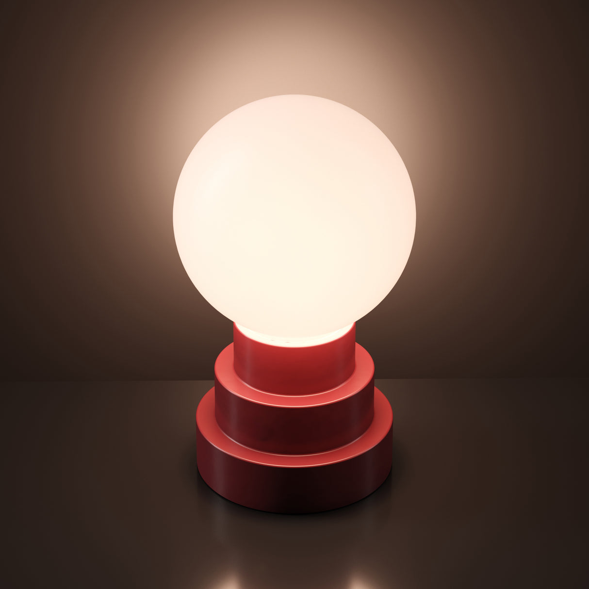 Kibun K70201 GLOBE Rechargeable Cordless LED Table Lamp, 3-Levels Brightness Touch Sensor Control, Oxblood