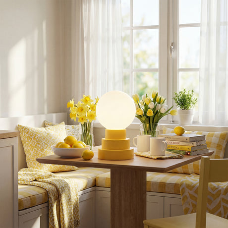 Kibun K70203 GLOBE Rechargeable Cordless LED Table Lamp, 3-Levels Brightness Touch Sensor Control, Citrone