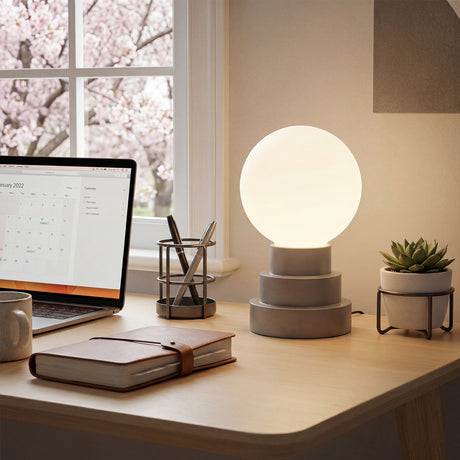 Kibun K70202 GLOBE Rechargeable Cordless LED Table Lamp, 3-Levels Brightness Touch Sensor Control, Iron