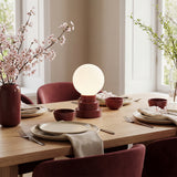 Kibun K70201 GLOBE Rechargeable Cordless LED Table Lamp, 3-Levels Brightness Touch Sensor Control, Oxblood