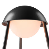 Kibun K70105 HELMET Rechargeable Cordless LED Table Lamp, 3-Levels Brightness Touch Sensor Control, Black